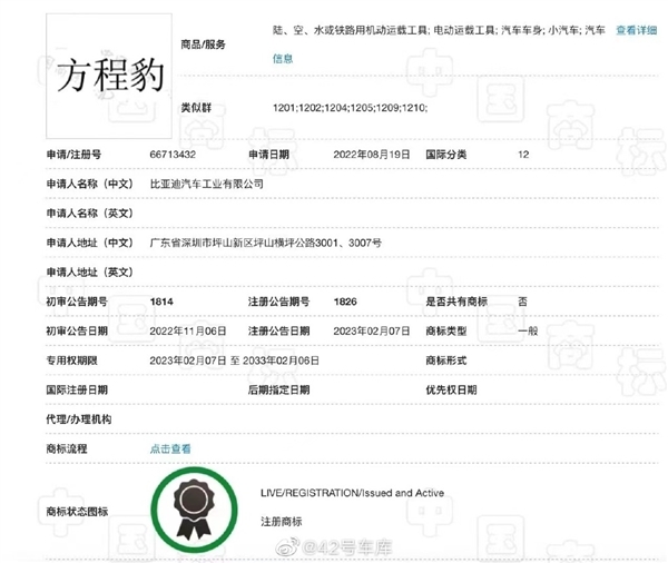 疑似比亚迪F品牌官方账号成立：名为“方程豹汽车”(图4)
